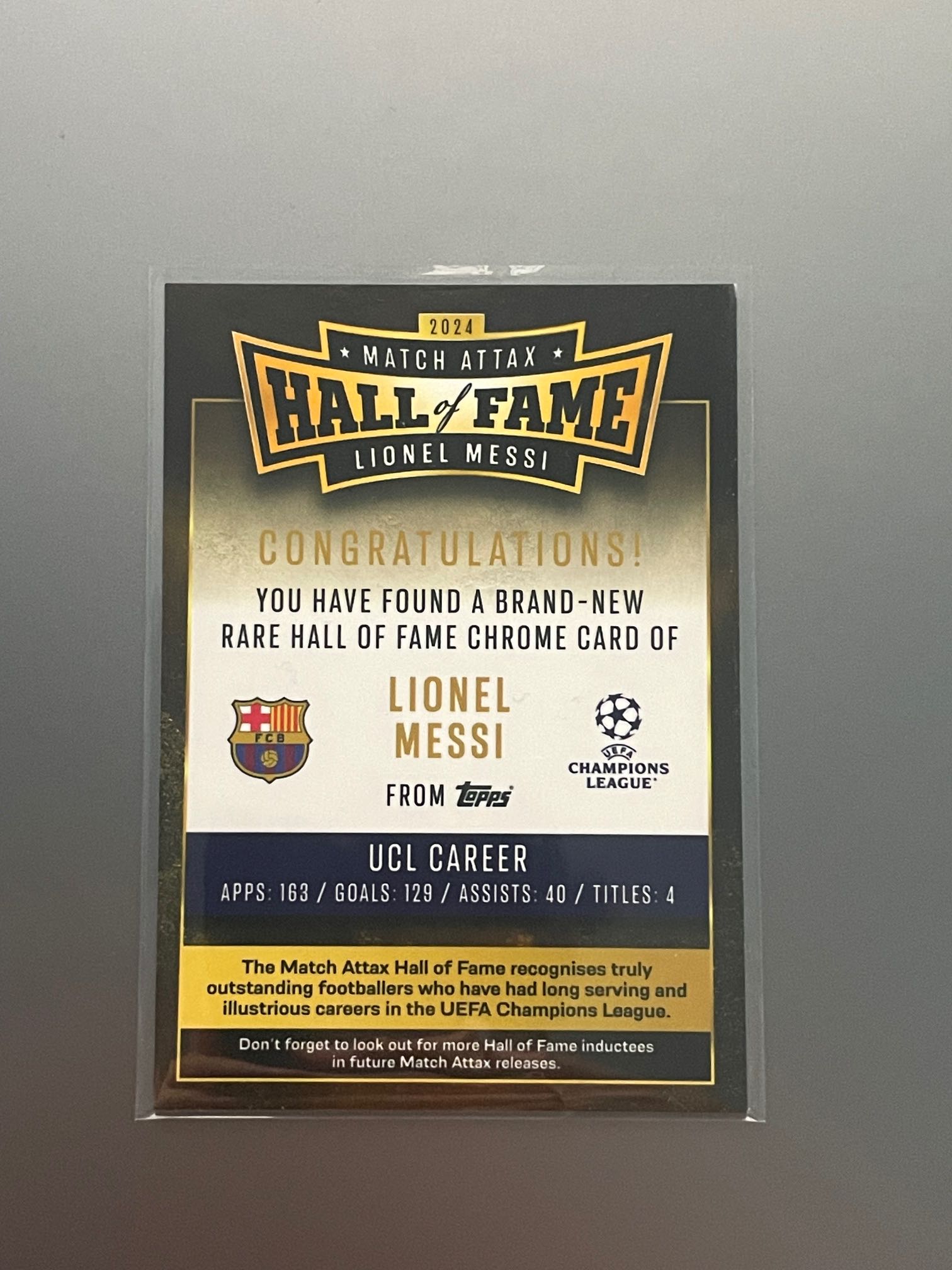 Pazar Yeri - Lionel Messi Hall Of Fame 24/25 Match Attax Chrome