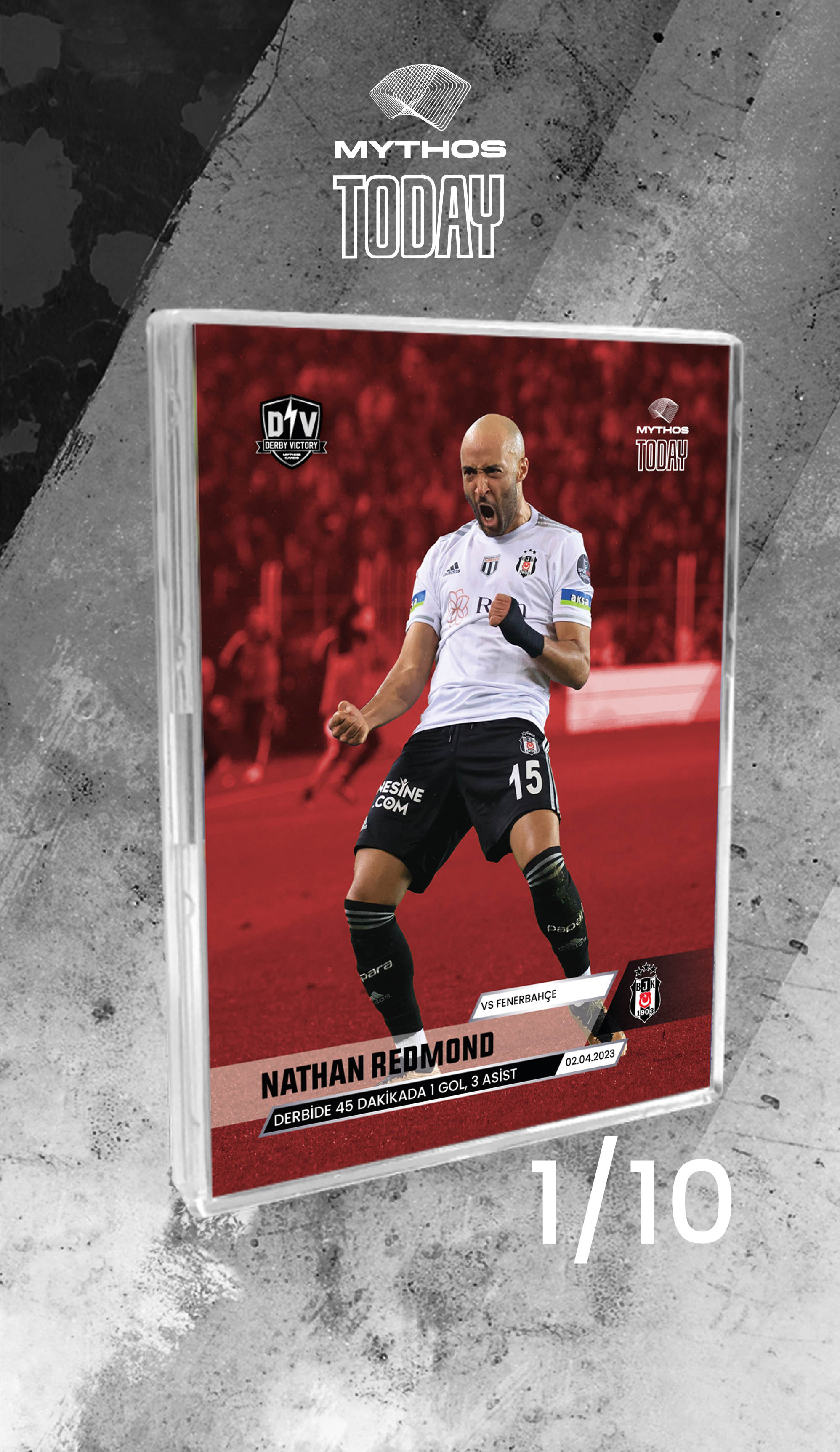 Carte à Collectionner Mythos 2022-23 Nathan Redmond Besiktas – Patch Usé, 3/25, Dédicacée