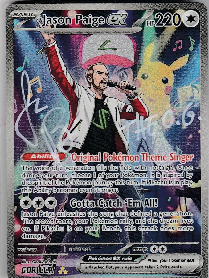 jason paige pokemon card value SIGNED JASON PAIGE ORIGINAL CARD 160/200 – cosmicgrading main image 0