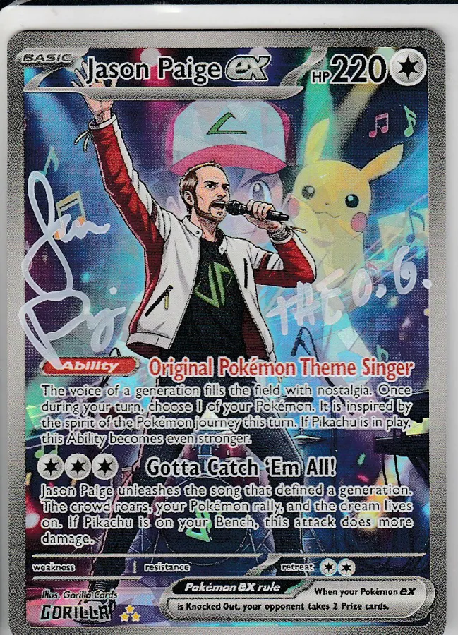 jason paige pokemon card ART-OGRAPH Art on An Autographed Jason Paige Shop Jason Paige Signed Diamond Silver